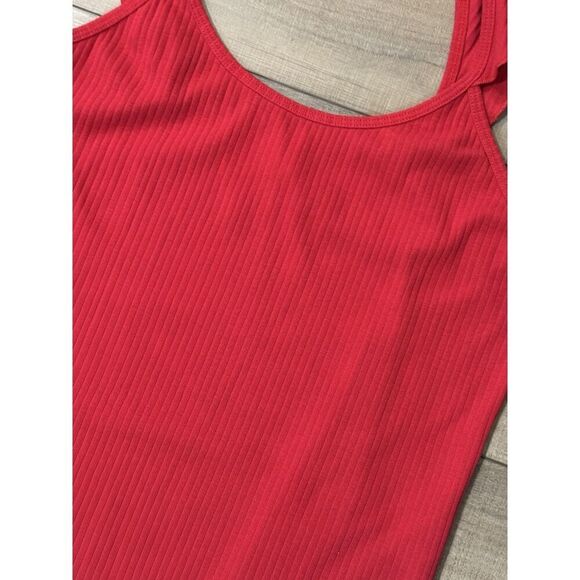 BP Red Tank Top Shirt Tee Ribbed Red L Large Ruffle Straps Camisole Womens - Picture 2 of 2